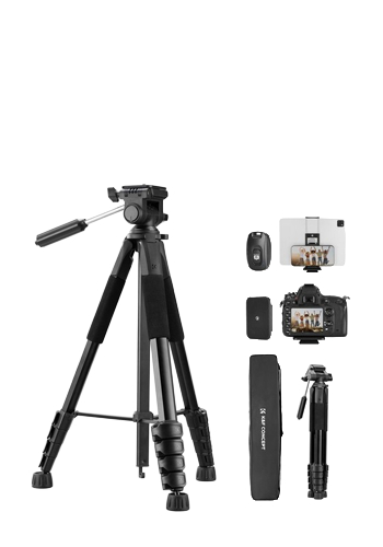 K AND F Concept Compact tripod for DSLR cameras and phones, black
