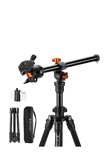 K AND F Concept Black camera tripod with extension arm, 195cm