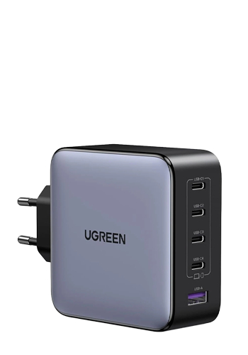 UGREEN 100W GaN Tech Fast Wall Charger, Black, 5-in-1 with 1 USB-A and 4 USB-C ports