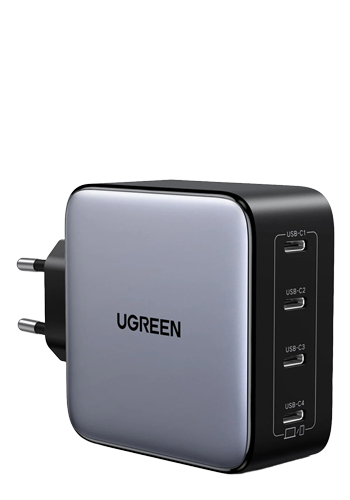 UGREEN 100W GaN Tech Fast Wall Charger, 4x USB-C Black, 4-in-1