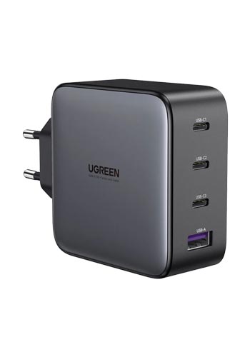 UGREEN 100W GaN Tech Fast Wall Charger, Black, 4-in-1 with 1 USB-A and 3 USB-C ports