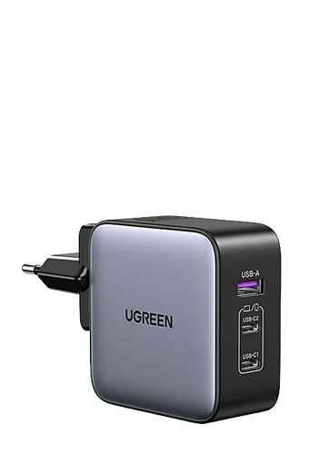 UGREEN 65W Fast Wall Charger, USB-A AND 2 USB-C Ports, Black